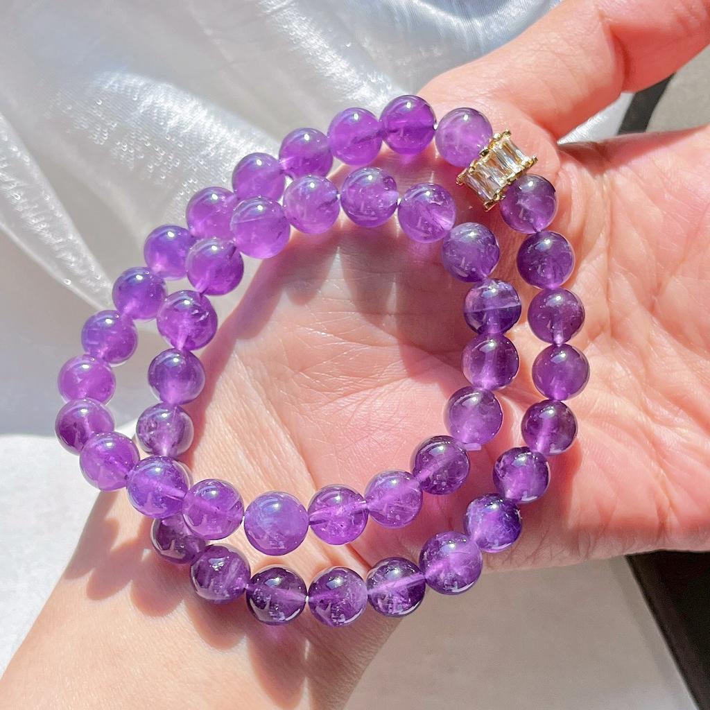 8Mm Autumn And Winter Natural Amethyst Design Sense Multi-Circle Commuter Bracelet Bracelet