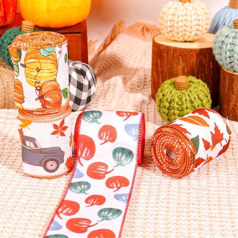 Thanksgiving Day Harvest Craft Ribbon Wide Decors with Multiple Pattern Perfect for Gift Wrapping and Party Decors