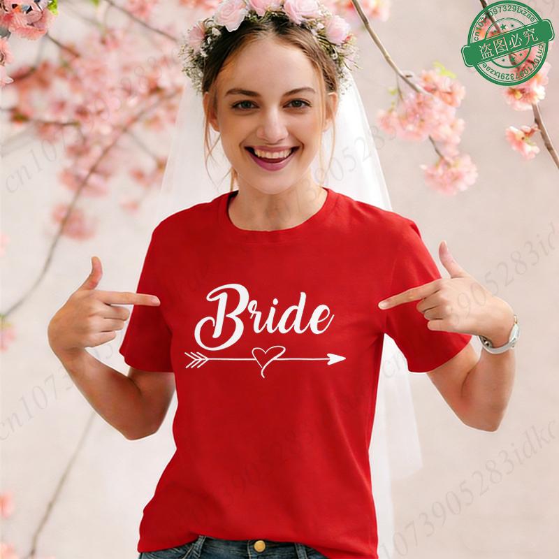 Team Bride Squad Matching T-Shirts, Arrow Heart Graphic Tees, Short Sleeve O Neck Tops for Bachelorette Party & Bridal Shower