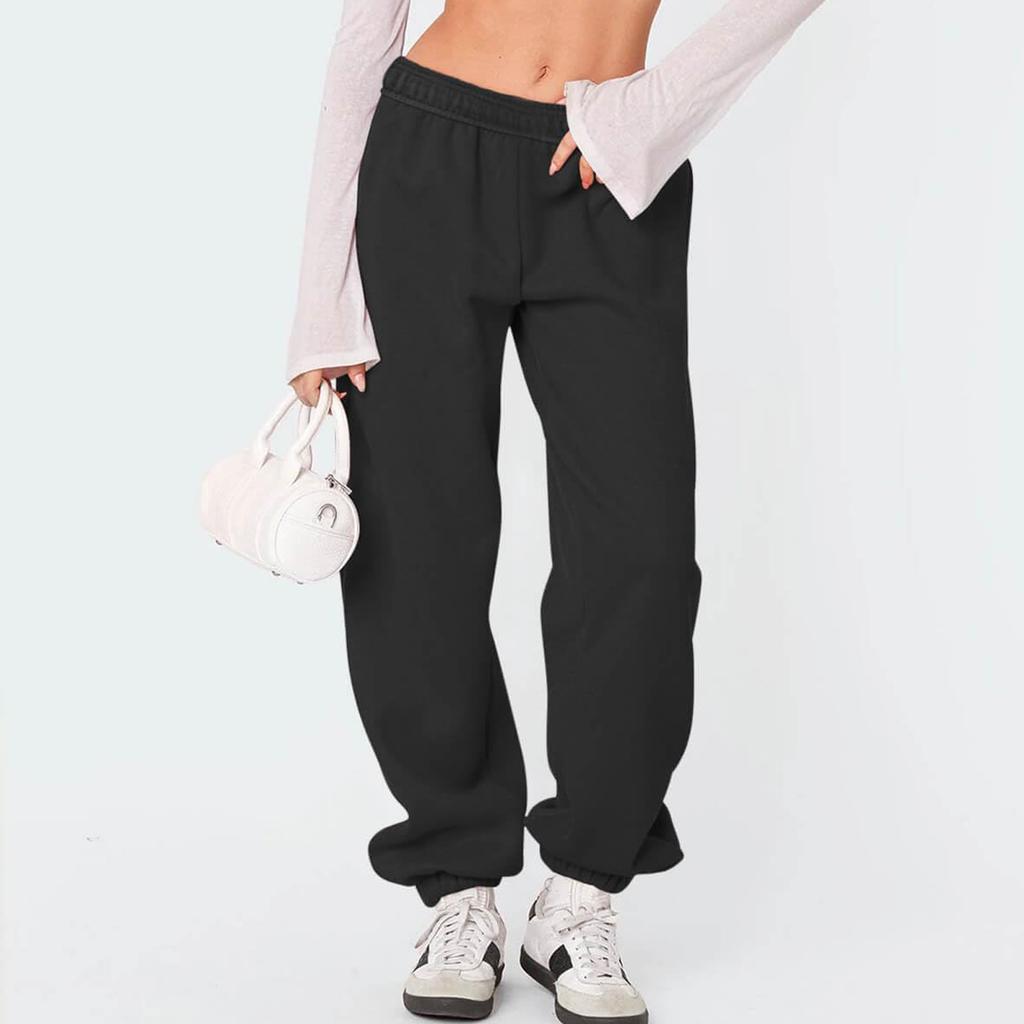 Women's Fleece Sweatpants Winter High Waisted Sweat Pants Drawstring Baggy Jogger Pants