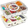Divided Plate with Lid, Food Storage Box, Snack Box, 4/8 Grid Snack Box, Fruit Storage Box for Refrigerator, Vegetable, Fruit