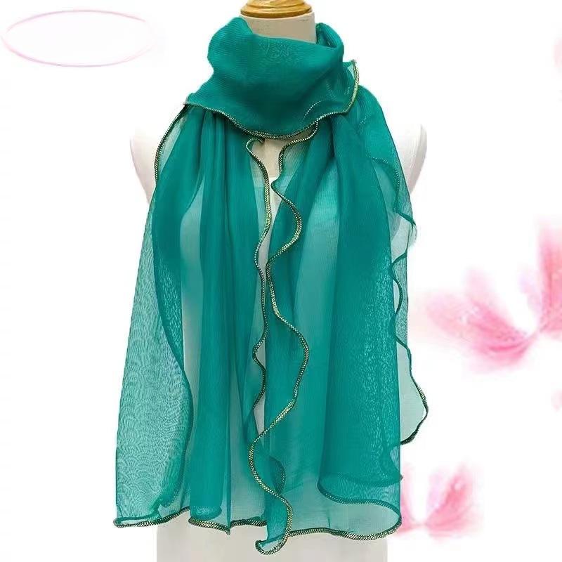 1PC Curled Scarf Ruffle Edge Silk Scarf Elastic Warm Scarf Silk Scarf