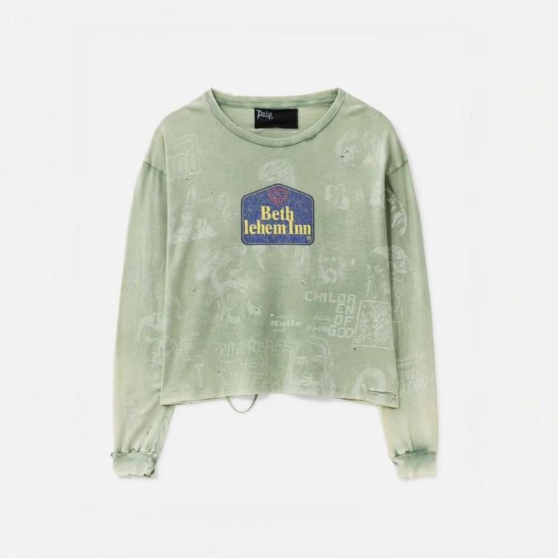 Men Women Streetwear Long Sleeve Tee Washed Vintage Cotton Oversized T-Shirt Casual High Street
