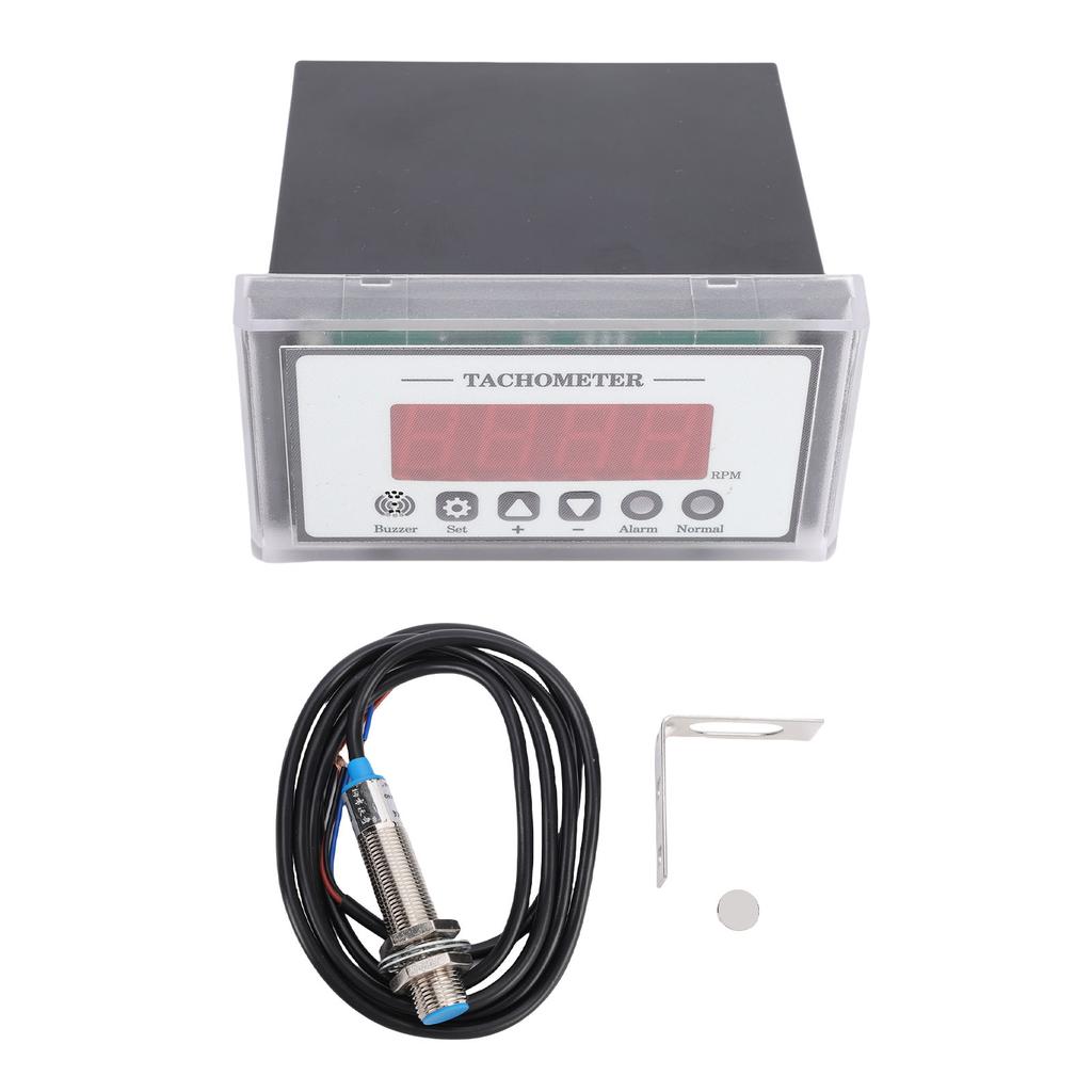 Digital LED Tachometer 0 To 9999RPM Motor Speed Meter with Hall Sensor NPN for Lathes Conveyors Quality Inspection
