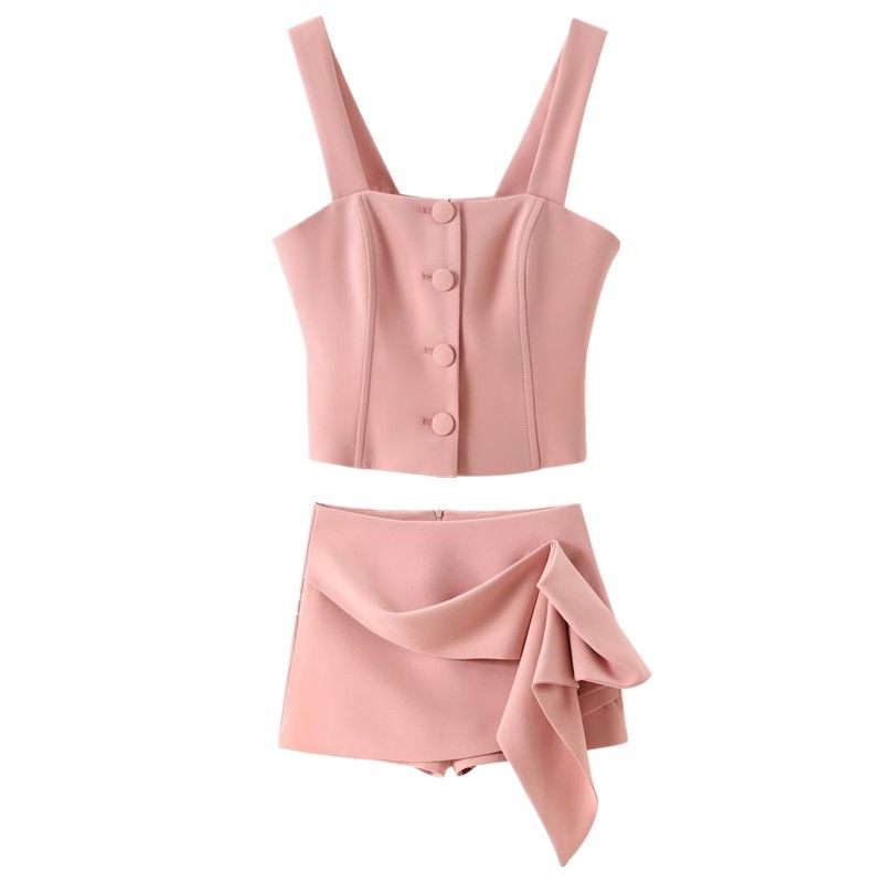 Fashion Style 2024 Summer New Arrival Women's Clothing Fashion Wide Strap Silm Short Top High Waist Culottes 3463331