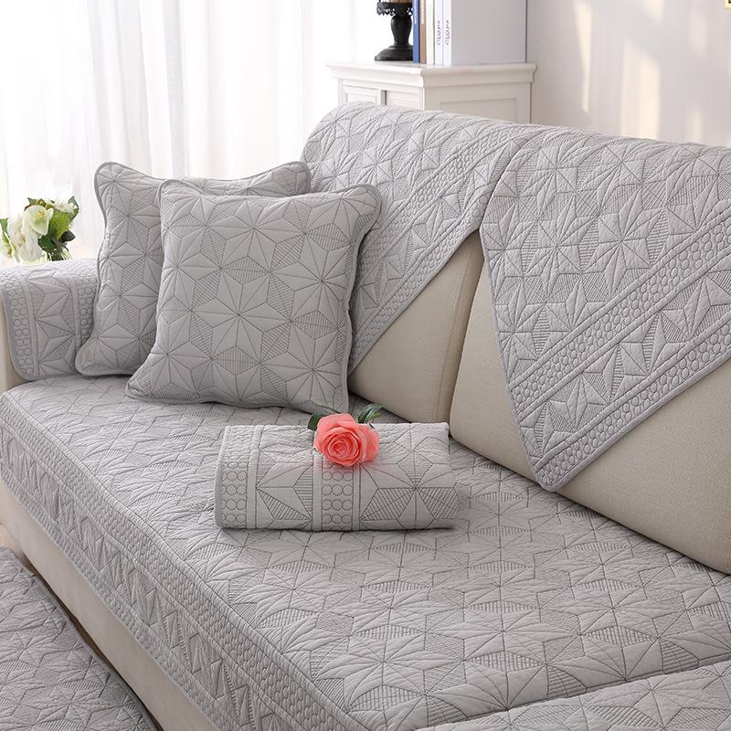 Cotton Sofa Cushion, Universal Fabric For All Seasons, Non-Slip Solid Wood Seat Cushion, Simple Modern Leather Sofa Cover, Backrest Towel