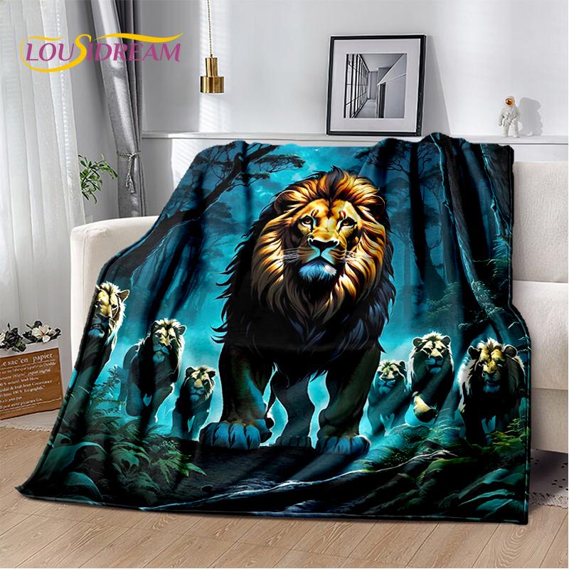 Fierce Tiger Lion Leopard Beast Animal Wildlife Cartoon Blanket,Soft Throw Blanket for Home Bedroom Bed Sofa Picnic Office Cover