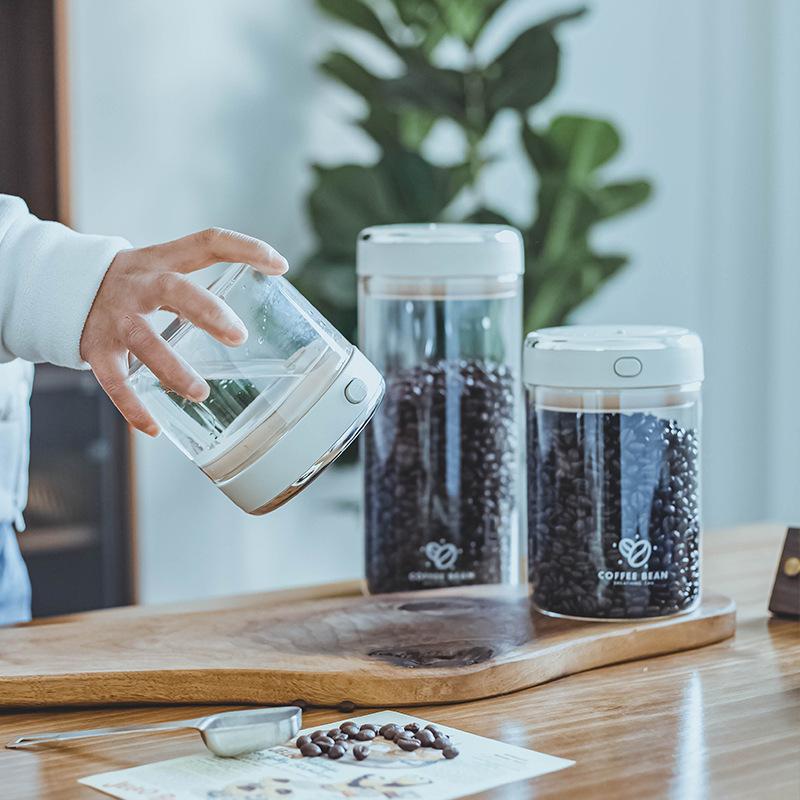 Vacuum Food Grade Coffee Bean Sealed Jar With Date Tracker And Waking Bean Valve Storage Containers For Grain, Snack, Sugar, Tea