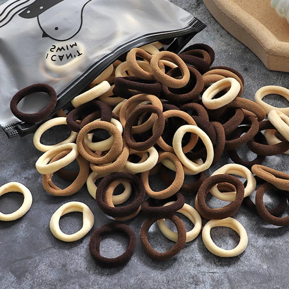 

50 шт. Женские бесшовные резинки для волос с кольцом для большого пальца, держатели для хвостиков с маленькими резинками для самостоятельного изготовления, простой модный шнур для волос