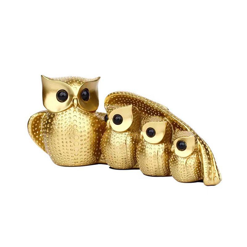 3D Birds Figurine Desktop TV Stand Cabinet Creative Design Animals Statuary Decoration Family Of Four Owl Statue Home Decorative