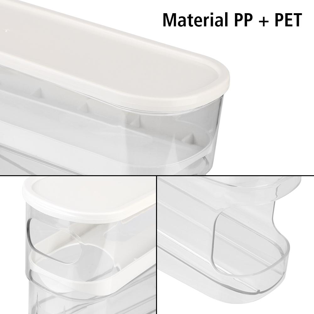 Large Capacity Refrigerator Egg Holder Organizer Automatic Scrolling Transparent Drawer Box Case Double Layer Egg Tray Egg Storage Box