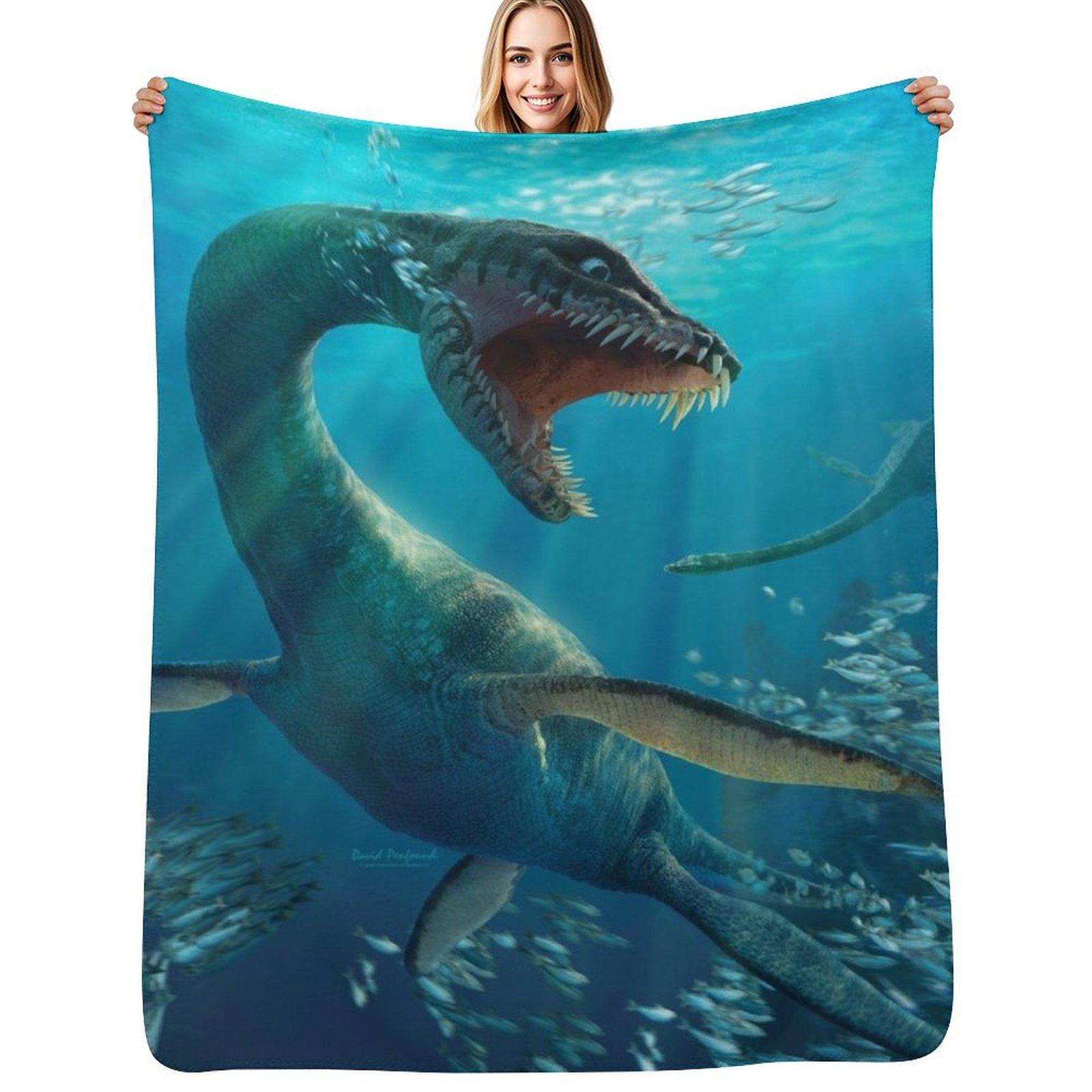 

Plesiosaurus Throw Blanket Anti Shedding Soft Fuzzy Blanket for Home 75x100cm