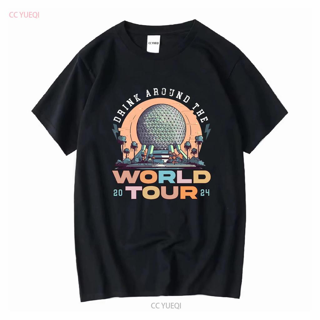 Retro Epcot Drink Around The World Tour T Shirt long or short sleeves vintage Washed streetwear Breathable Comfortable