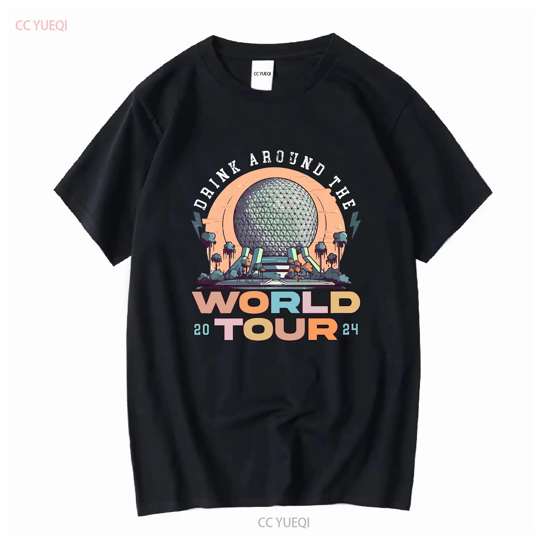 

Retro Epcot Drink Around The World Tour T Shirt long or short sleeves vintage Washed streetwear Breathable Comfortable 4XL