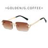 Fashion Rimless Square Double Bridge Sun Glasses Vintage Women Men Sunglasses UV400