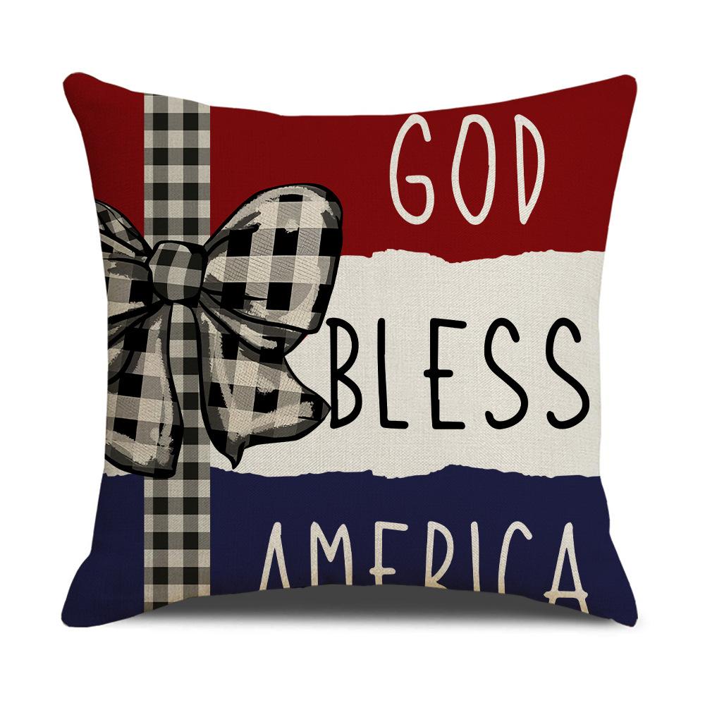 American Independence Day Pushing Cover Five-pointed Star Pushing Cover 45*45 Cm Red Star Stripe Print Pillow Cover