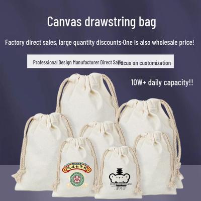 Large Custom Canvas Drawstring Bag - Multiple Sizes & Logo Printing Available