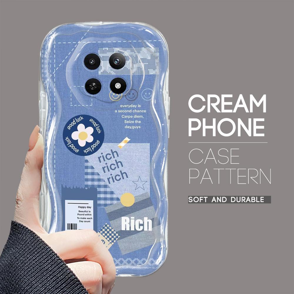 Cartoon Pattern Cream Texture Casing Wavy Edge Soft Silicone Cover Phone Case for OPPO Reno Realme OnePlus Vivo