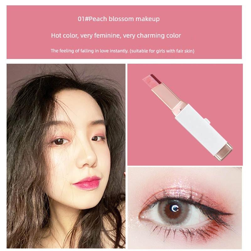 Makeup Artist Recommended Eyeshadow Stick for Beginners, Dual-Color Waterproof Highlighter, One-Swipe Application, Pearlescent Brightening