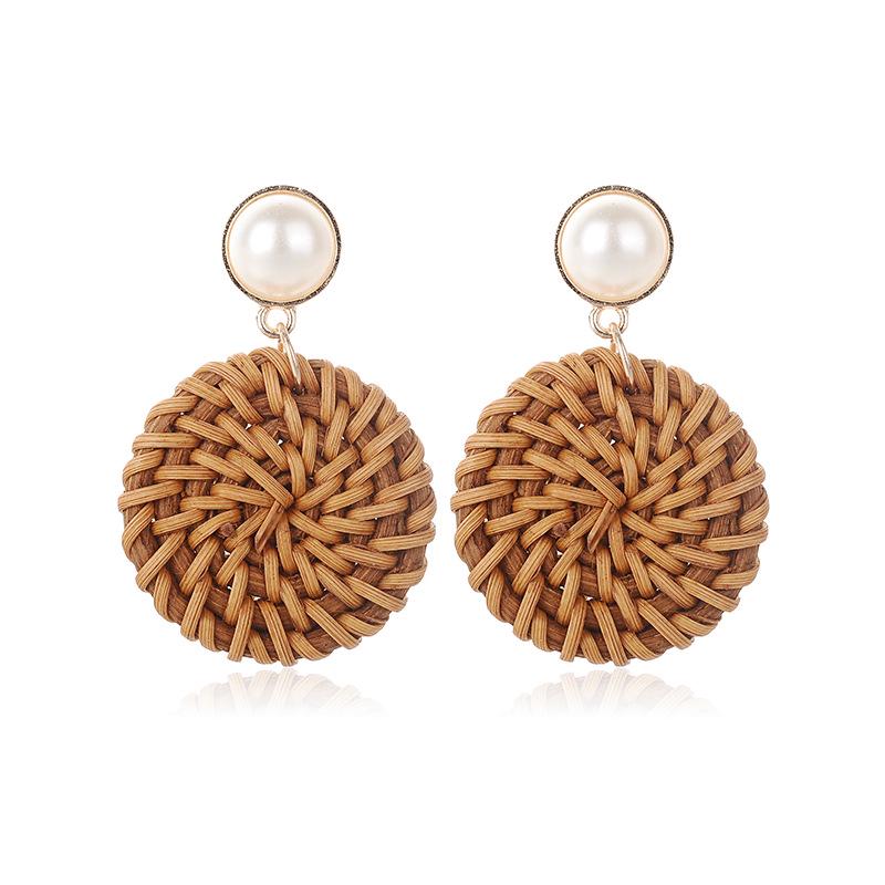 Modern European  American Pearl Woven Stud Earrings - Contemporary Fashion Jewelry