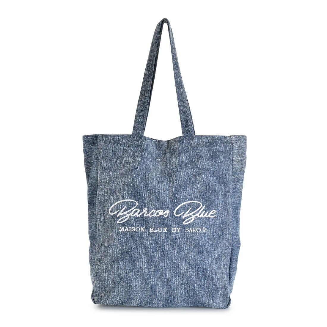 

[Barcos Blue] Logo Tote Bag, Canvas Tote, Square, Fits A4 Size, Blue