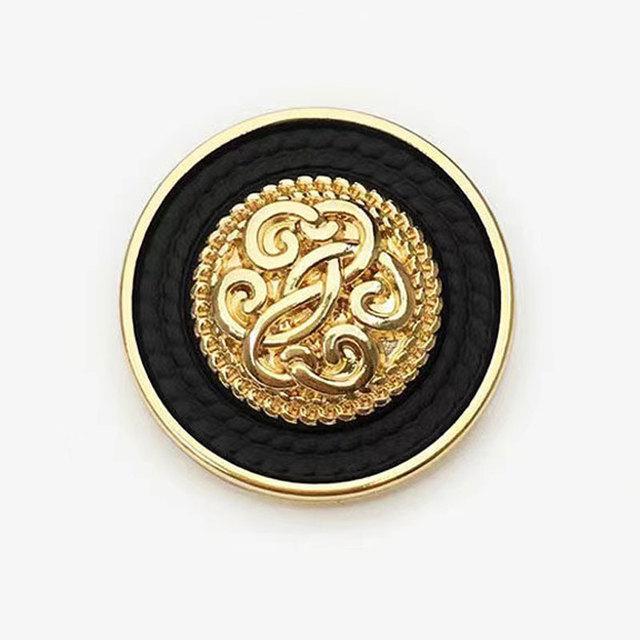 6Pcs High-End Design Round Metal Luxury Brand Sewing Button For Clothing Accessory Handmade Diy Material Decoration Gold Black