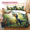 Roaring Jungle Dinosaur  Pattern Bedding Quilt Set Quilt Cover Pillowcase Home Decoration  Gift (1 * Duvet Cover + 2 * Pillowcase, Without Core)