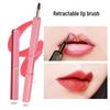 Dual-Head Retractable Lip Brush with Cap - Compact Square Aluminum Design for Lipstick Application