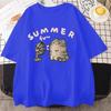 2026 Summer Hot Sale Korean Version Retro Minimalist Cat Printed Summer Tshirt Casual Loose Couple Thin Short Sleeve Unisex Unisex
