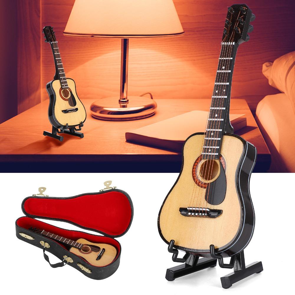 3pcs With Stand And Case Miniature Guitar Model 15cm Size Acoustic Guitar Ornament  Birthday Gift