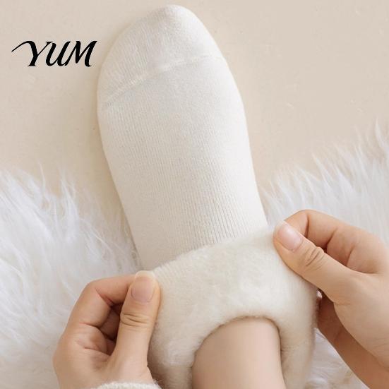 Thermal Insulated Socks for Cold Weather Women Thickened Winter Socks, Solid Color Mid Calf Fleece Lined Anti Slip Ribbed Daily Crew Weather,