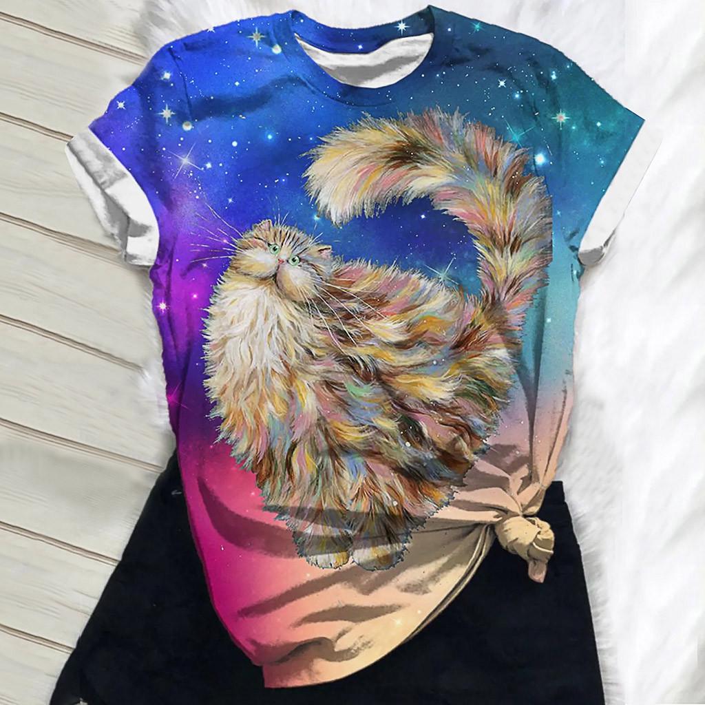 

Plus Size Women Short Sleeve 3D Printed Tops Tee T-Shirt Blouse