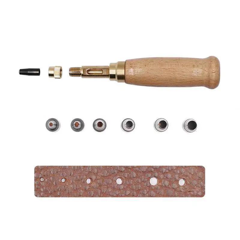 New DIY Leather Punch Rotary Perforator 6-piece Belt Punch Automatic Belt Punch Replaceable Multi-head Belt Perforator
