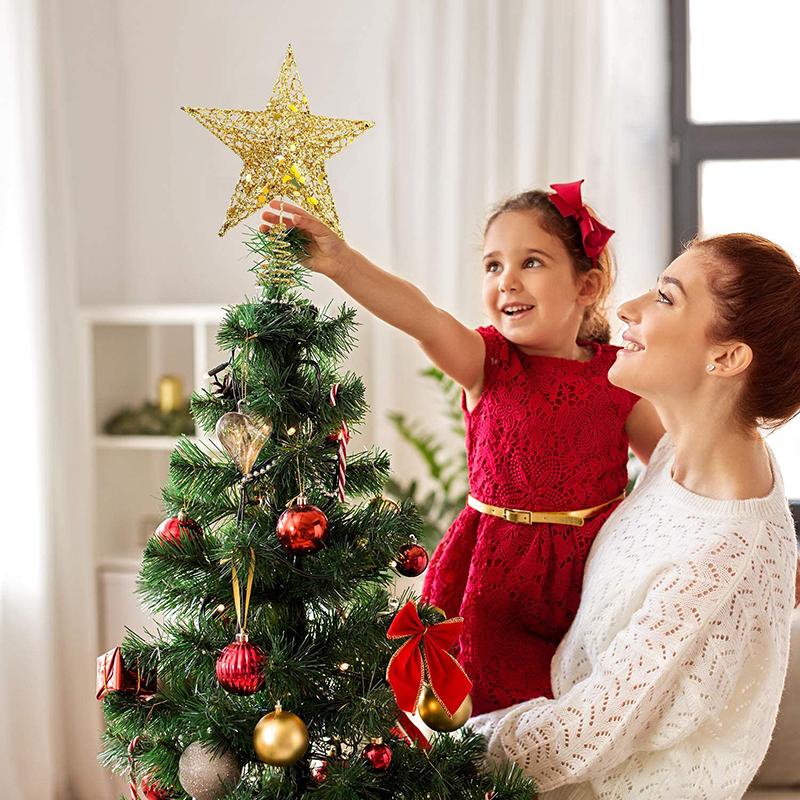 Estrella superior del árbol de Navidad del brillo con las luces LED adorno brillante de la copa del árbol de Navidad para la decoración del festival de Navidad del hogar