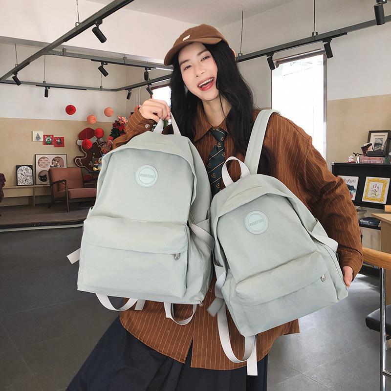 Spring New Nylon Lightweight Sports Backpack Ins Large Capacity Solid Color Student Schoolbag Casual Backpack