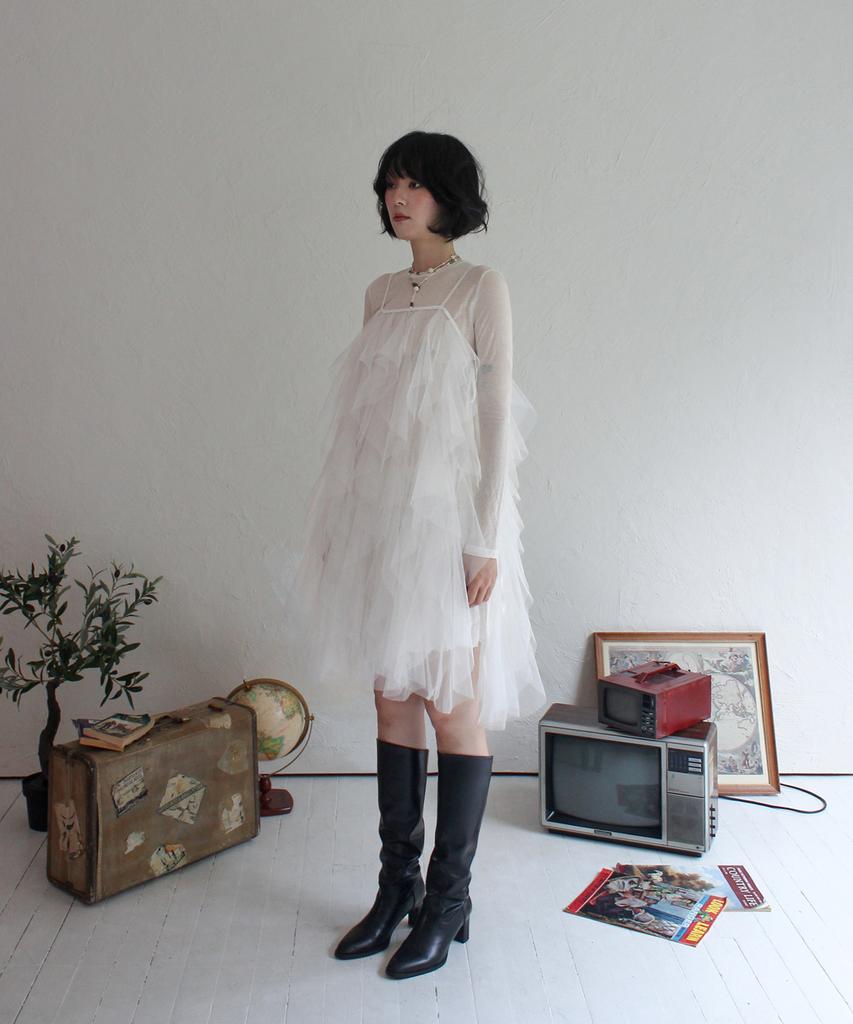 RUBATI Airy Tulle Lace Layering Dress_White