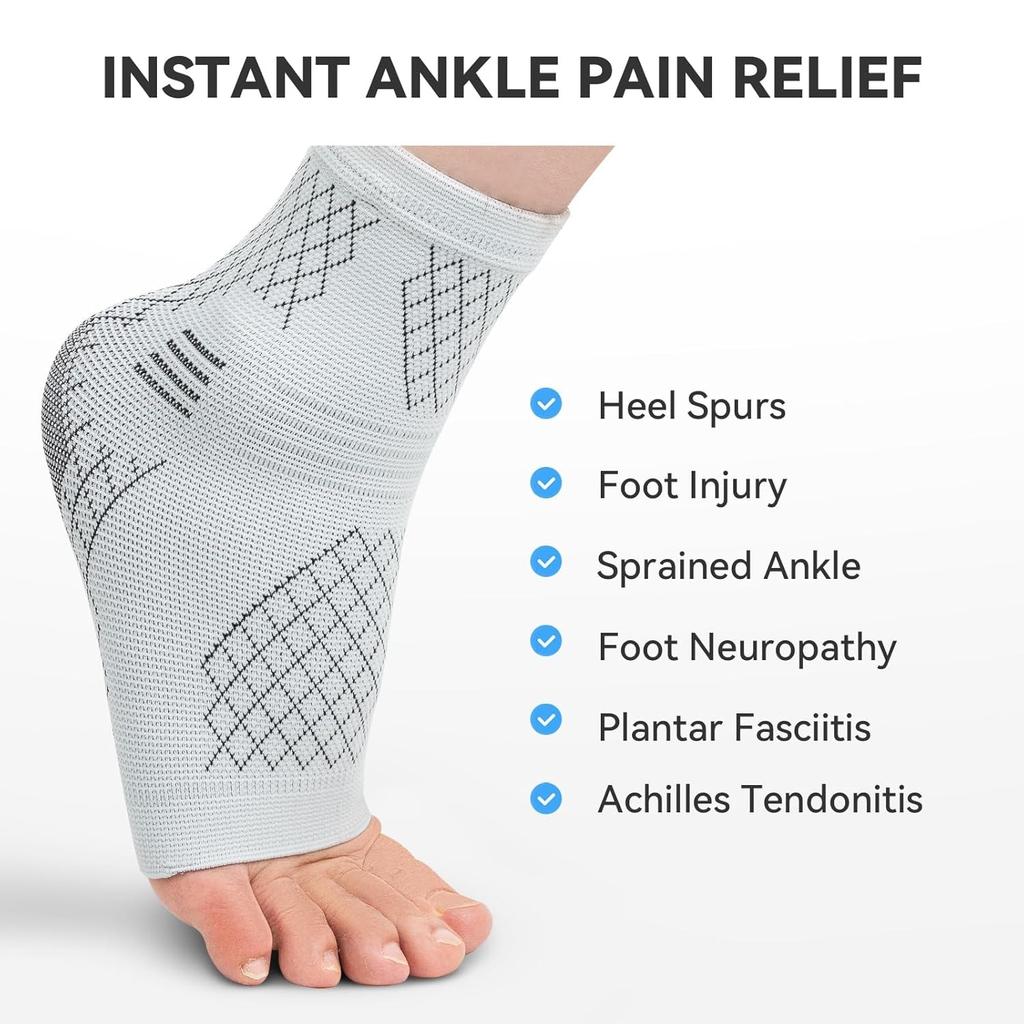 2 Pack Ankle Brace for Sprained Ankle, Arch Support Compression Sleeve Socks for Women & Men, Achilles Tendonitis Brace Wraps