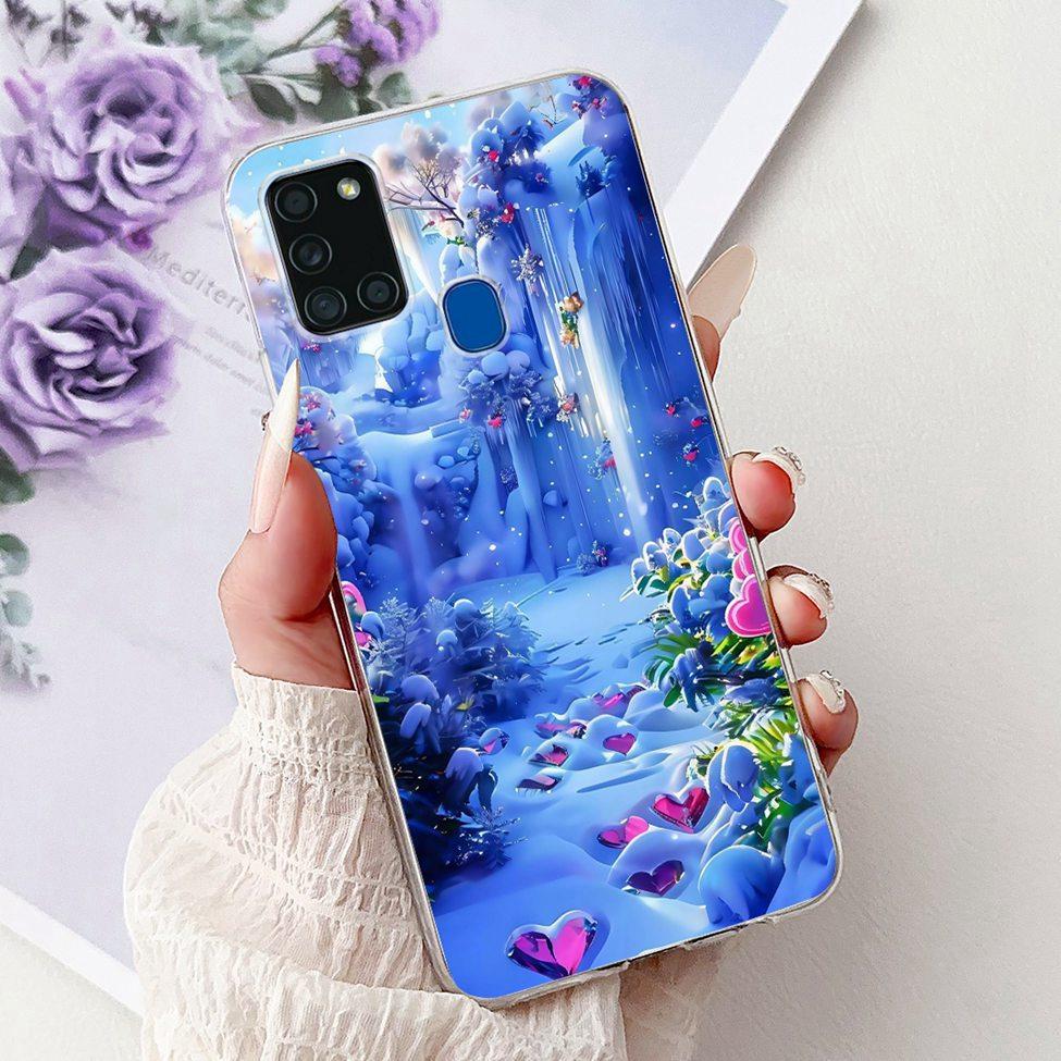 For Samsung A21s Case Cover Clear Fashion Luxury Cute Painted Back Cover For Samsung Galaxy A21s Phone Case A217F A217M A217N