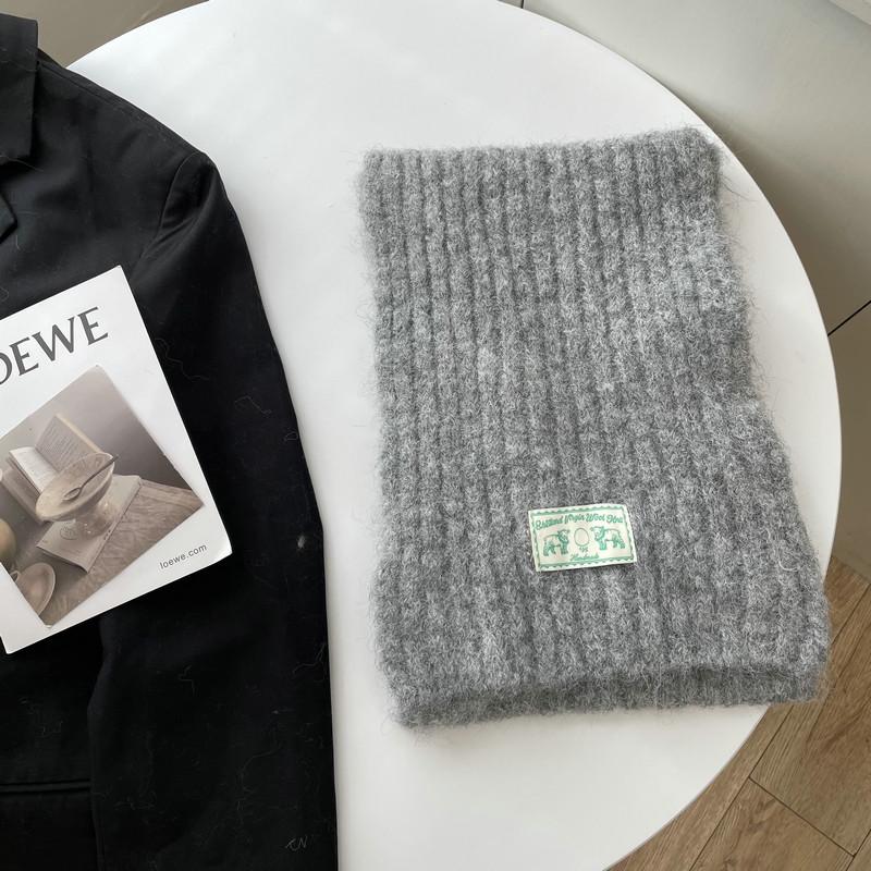 Eșarfă de iarnă în stil coreean din mohair, culoare solidă, pentru femei - Design tricotat moale și confortabil pentru studenți