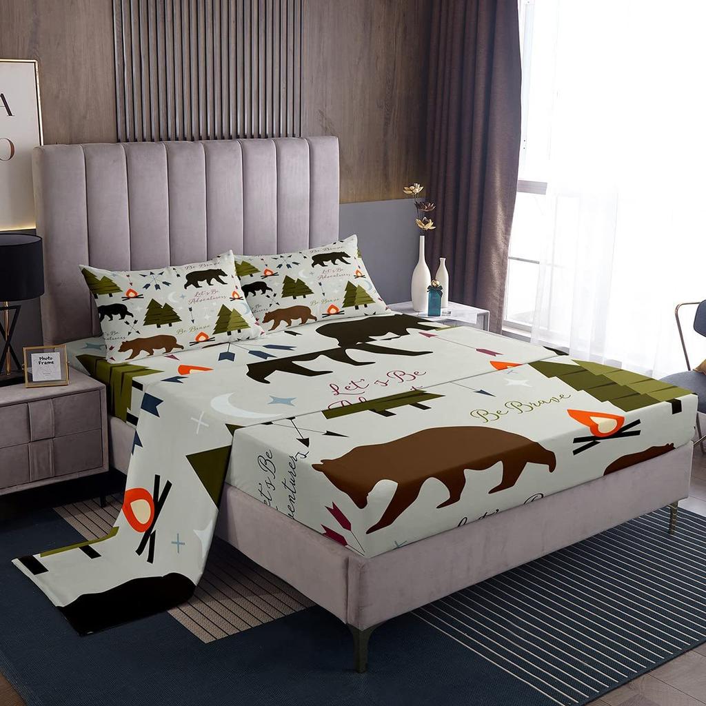 Wild Animal Pattern Mattress Four-Piece Bedding Set Bedroom Dormitory Bedding Decoration