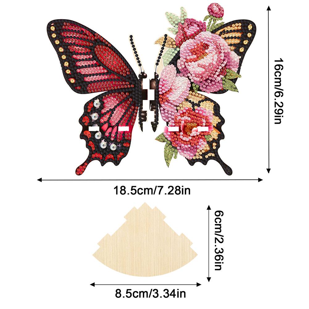 5D DIY Diamond Art Floating Corner Shelf Colorful ButterflyPattern Diamond Painting Triangle Fan Shaped Rack for Kitchen Bedroom