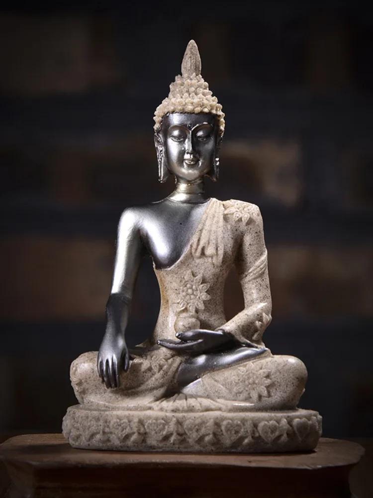 11cm Buddha Seated Resin Crafts Retro Creative Miniature Home Furnishings Home Decoration