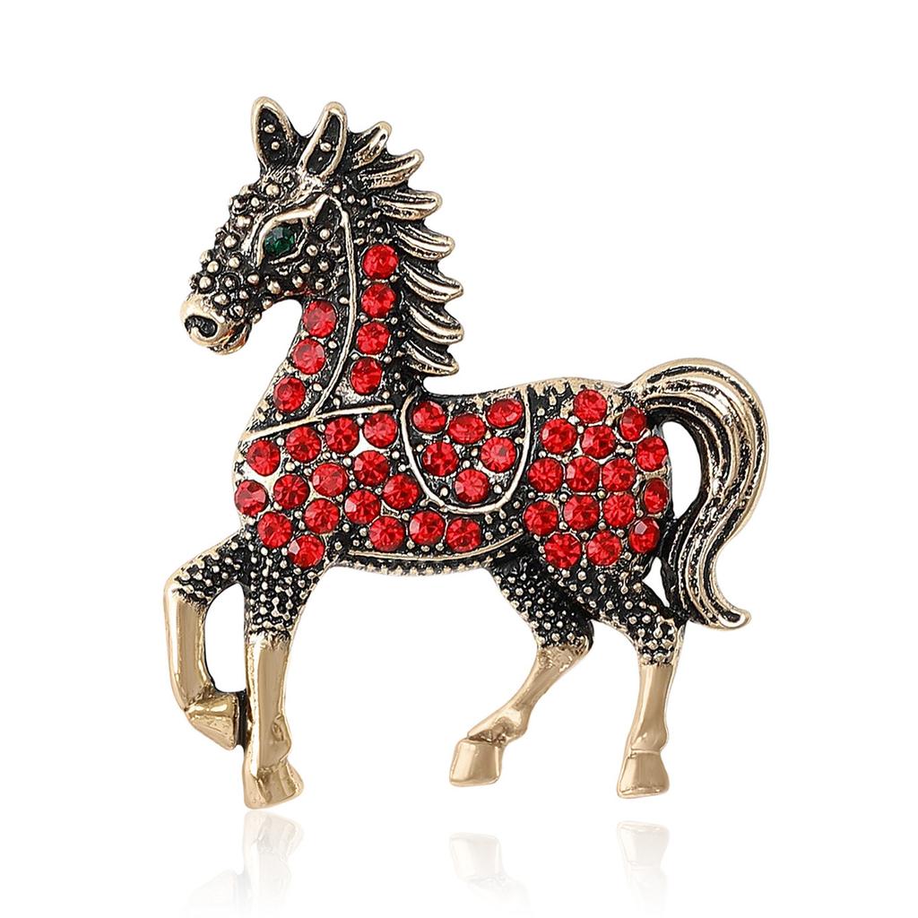 Vintage Rhinestone Horse Brooch for Women Animal Banquets Pins Party Accessories
