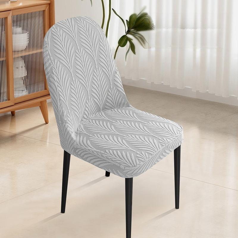 Stretch Chair Cover Leaf Jacquard Dining Chair Slipcover Solid Color Curved Chair Protector for Party Home Pokrowce Na Krzesła