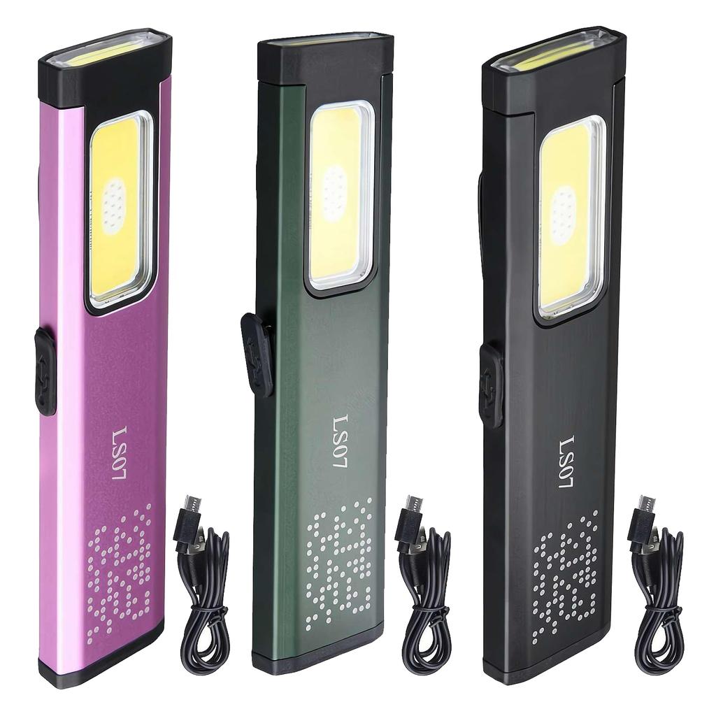 Mini Portable Outdoor Rechargeable LED Torch Light Waterproof Magnetic Grip Work Pocket Flashlight for Home Camping Emergency
