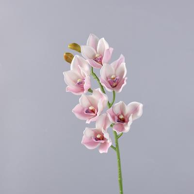 6 Köpfe Künstliche Papilio-Orchidee Lebendige Farben Biegsame Stiele Cymbidium-Blütenzweig Realistisch Echte Haptik Kunstblumen