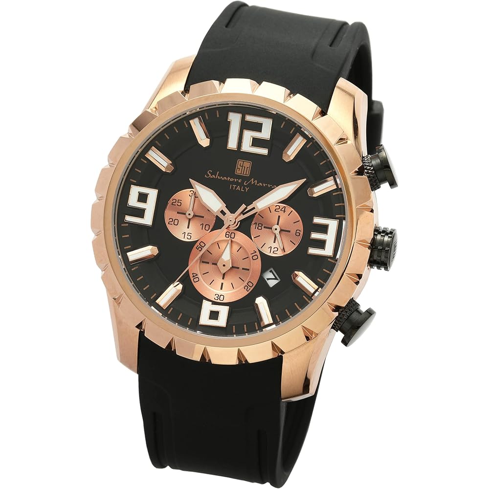 Salvatore Marra Men s Chronograph Analog Quartz Watch Black with Cross Accessory