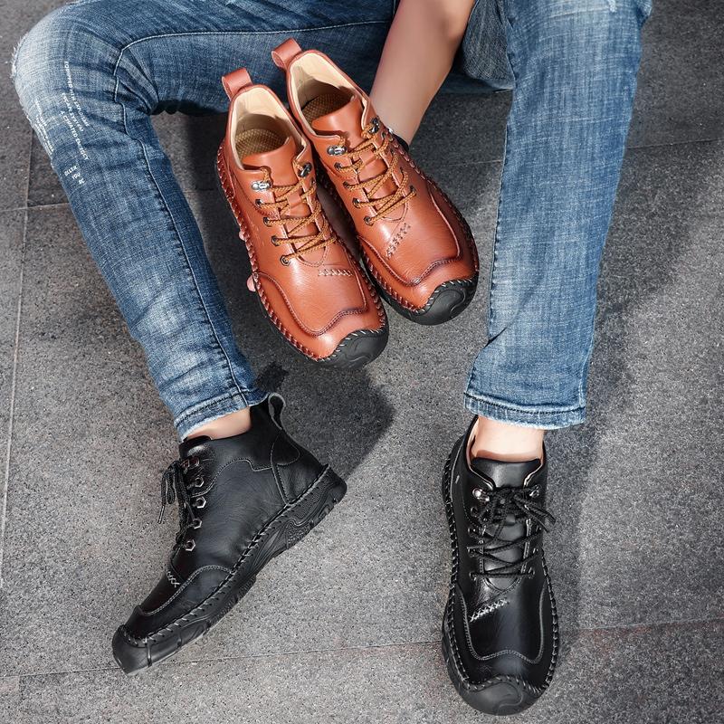 38-48 Herren Handgefertigte Echtleder Stiefel Bequeme Stiefeletten für Herren Freizeitschuhe Outdoor Workwear Schuhe