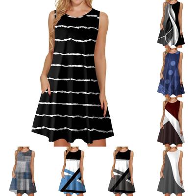 Womens Summer Dresses Loose U Neck Sleeveless Sundresses Dress With Pockets