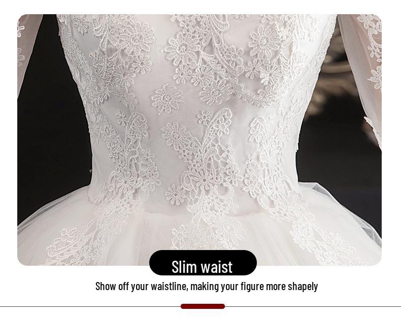 2025 Simple Korean Off-Shoulder Mid-Sleeve Plus Size Bridal Dress for Spring/Summer